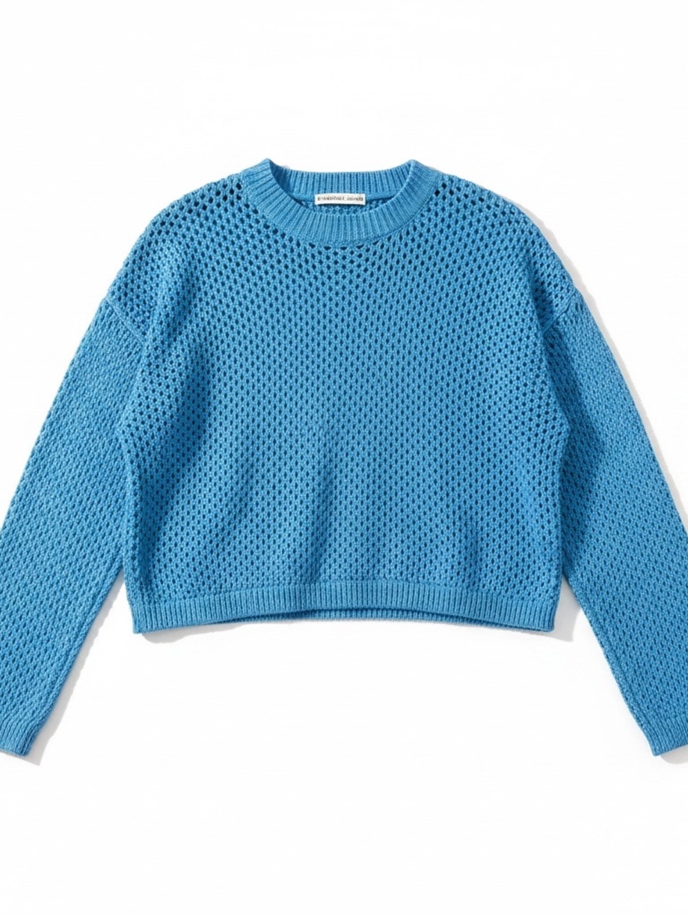Sincerely Jules Cerulean Blue Open-Knit Beachy Boxy Sweater